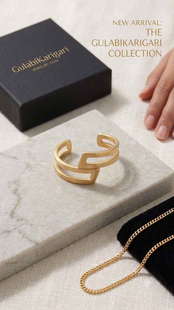 Architectural Gold Geometric Cuff