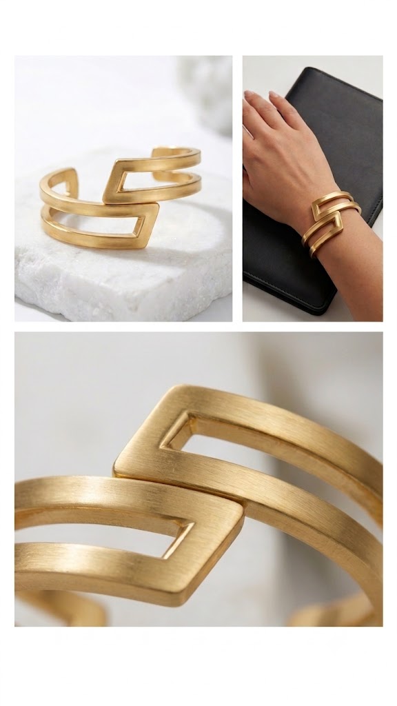 Architectural Gold Geometric Cuff