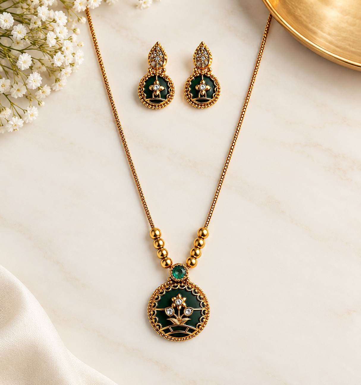 Long Emerald Heritage Necklace