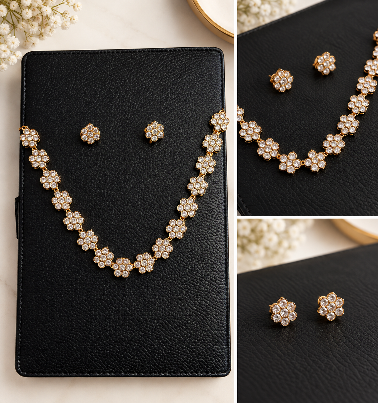 Gulbahar Crystal Bloom Necklace Set