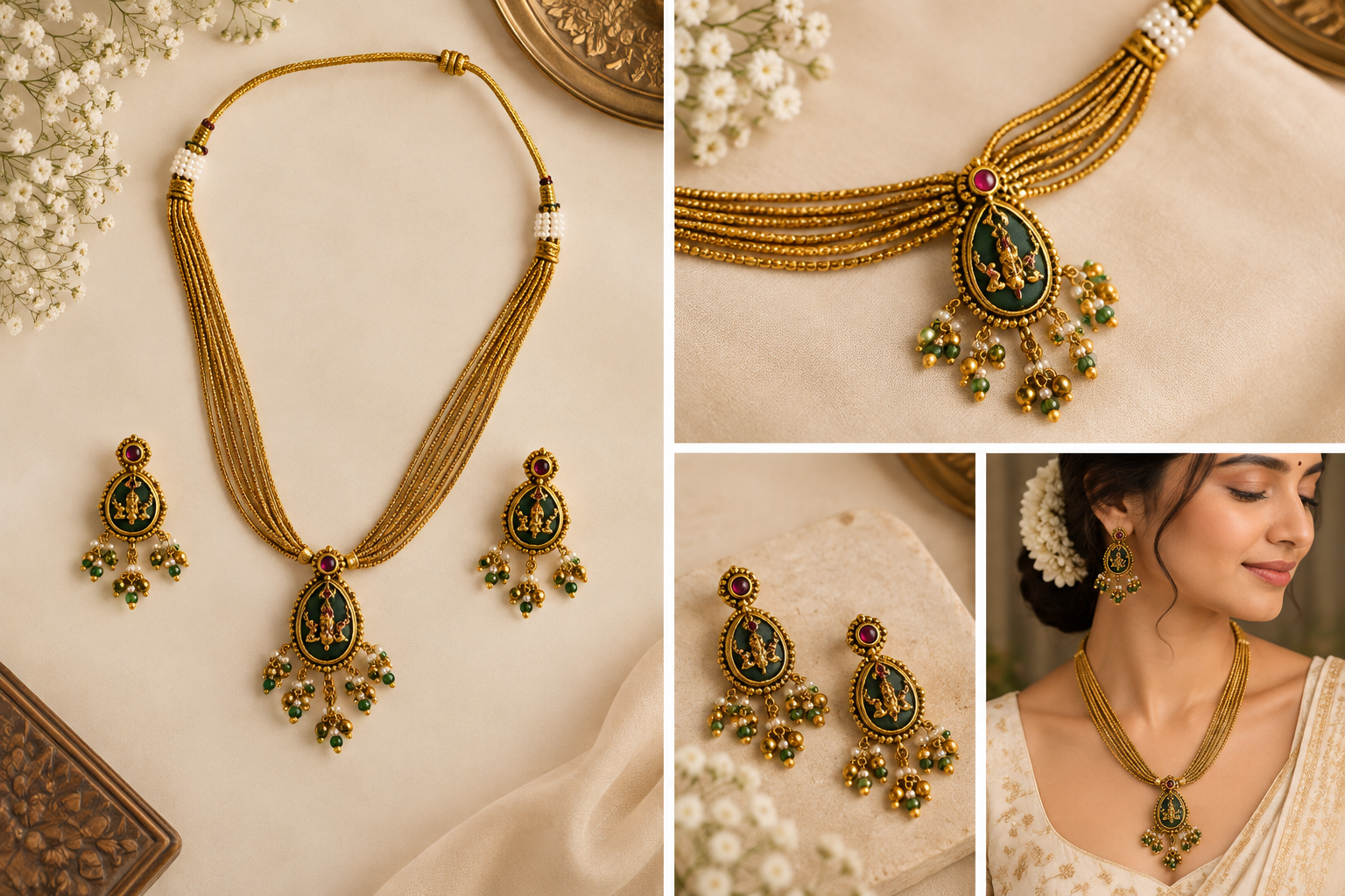 Aadhya Royal Floral Necklace Set