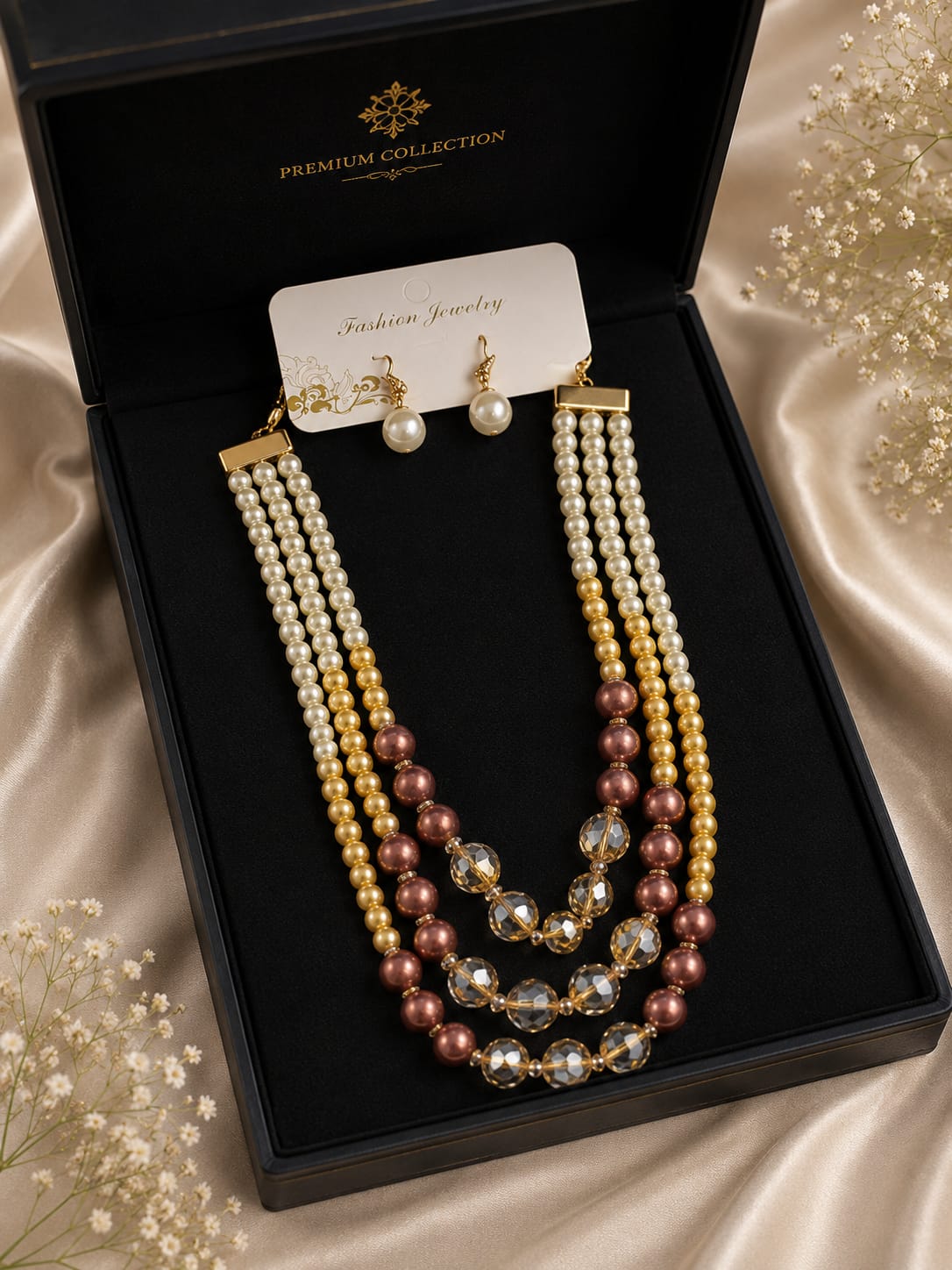 Designer Multicolor Pearl Necklace Set