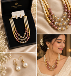 Designer Multicolor Pearl Necklace Set