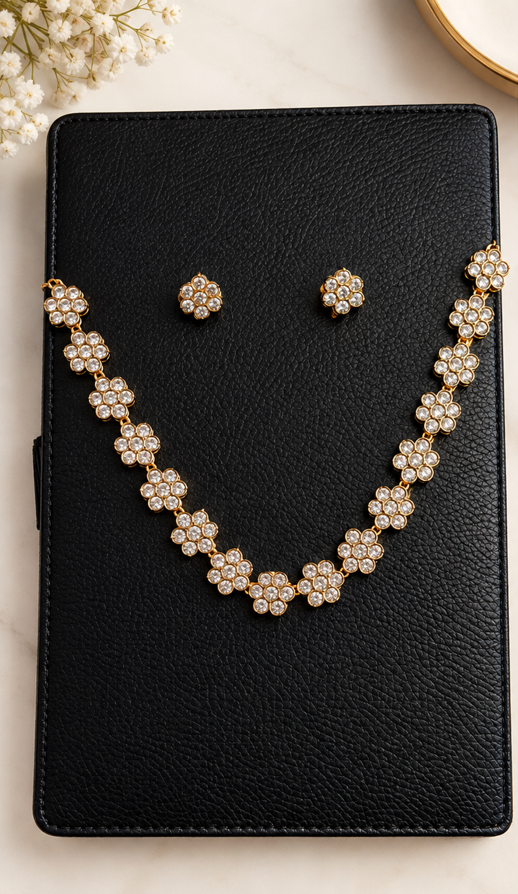 Gulbahar Crystal Bloom Necklace Set