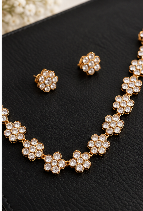 Gulbahar Crystal Bloom Necklace Set